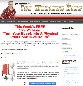 WebinarKing.com Screen shot showing the webinar with Brad as the guest
